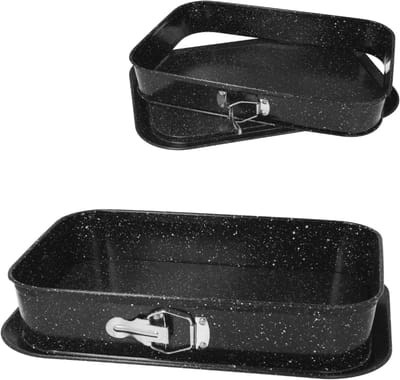 Brunbeste Bakvormenset – 2 Delige Ovenschalen met Marmer Coating – 35 x 24 cm / 28 x 19 cm – Zwart