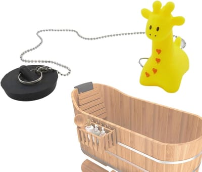 Badplug Met Ketting - Afvoerstop Rubber - Bad Dicht Maken - Veelzijdig Ontwerp - 5x5x8cm - Multicolor