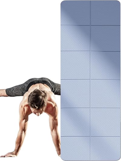Opvouwbare Trainingsmat - Reis Yogamat Vloermat - Fitness Pilates Yoga - Lichtgewicht Draagbaar Ontwerp - 183 x 61 cm - blauw