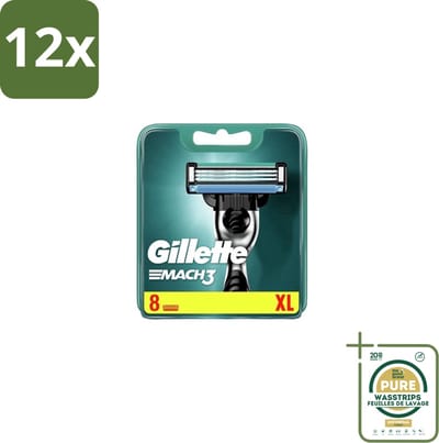 Gillette – Mach3 – Scheermesjes – 8 mesjes - Voordeelverpakking - 12 stuks - Comfort - Glad scheren