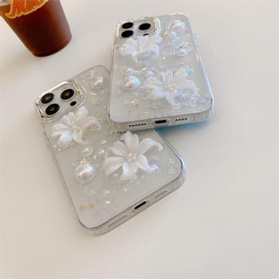 Transparante 3D Driedimensionale Bloemen Telefoonhoesje voor iPhone 11 14 15 16 Pro Max Schokbestendige Cover Funda voor iPhone Hoesjes For iPhone 16 gray