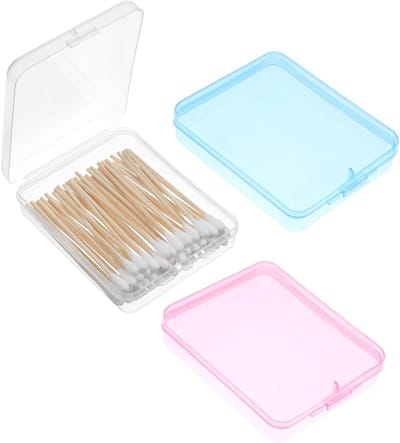 Reis Koffer voor Q-tips, 3 Delen, Draagbare Organizer voor Wattenstaafjes, Cosmetische Spons, Badkameropslag en Accessoires voor Persoonlijke Verzorging