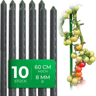 10 stuks kleine plantenstokken 60cm groen 8mm stevige metalen buis kunststof gecoate trellisstokken voor planten trellisondersteuning komkommers tomatenstokken voor klimplanten trellis plantenstok 60 cm