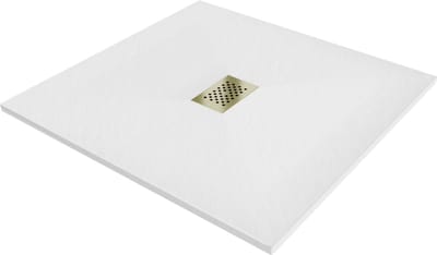 Mexen Hugo vierkante douchebak SMC 100 x 100 , wit, gouden rooster - 42101010-G