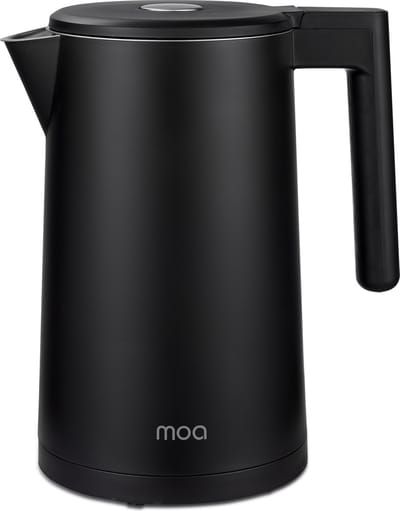 MOA Waterkoker met Temperatuurregeling - 1,7 Liter - Dubbelwandig - PFAS- & BPA-vrij - Warmhoudfunctie - Elektrische Waterkoker - 2200W - Zwart