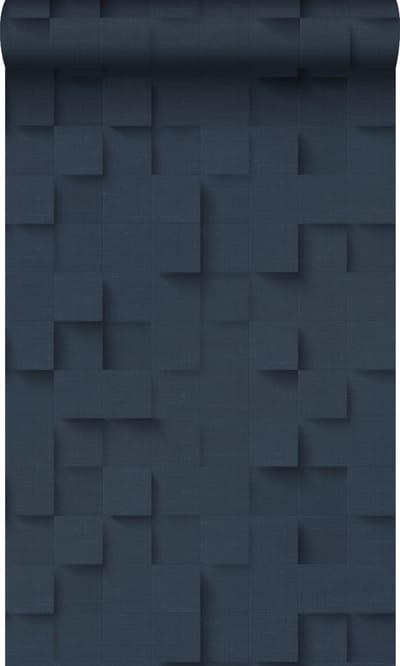 Origin Wallcoverings behang 3D kubussen donkerblauw - 50 x 900 cm - 347902