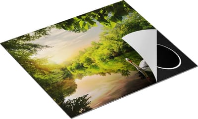 Chefcare Inductie Beschermer Zwaan op het Water in het Bos - 60x50 cm - Afdekplaat Inductie - Kookplaat Beschermer - Inductie Mat