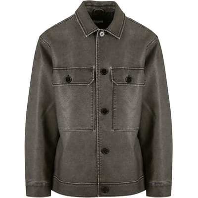 Urban Classics Synthetic Vintage Leather Heren Kunstlederen jas - zwart - S
