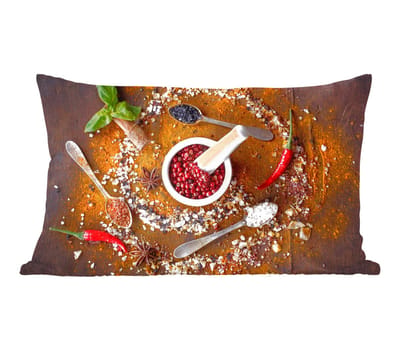 Sierkussens - Kussentjes Woonkamer - 60x40 cm - Vijzel - Kruiden - Lepels - Specerijen - Bruin - Peper