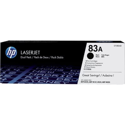 HP 83AD / CF283AD 2-Pack Zwart Toner - Lasertoner Zwart