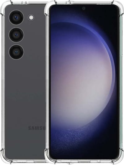 Smartphonica Telefoonhoesje Geschikt voor Samsung Galaxy S23 transparant shockproof TPU siliconen hoesje met stootrand geschikt voor Samsung Galaxy S23