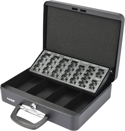 Geldcassette met handvat - 30 x 24 x 11 cm - Zwart