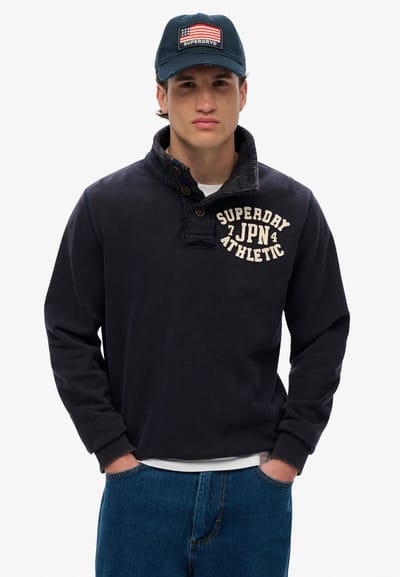 Superdry - Vintage Athletic trui met halve knoopsluiting - Heren - Truien