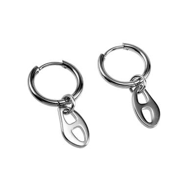 ∅16mm Oorbellen Dames - Gepolijst RVS - Oorringen met Asymmetrische Schakel-Hanger
