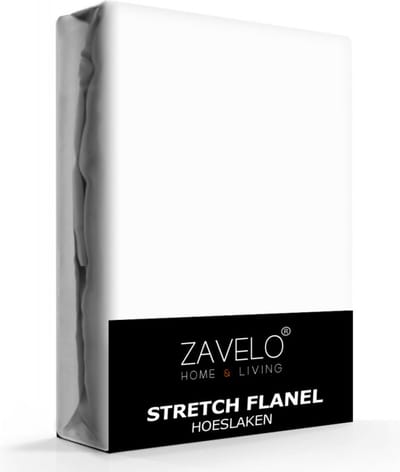 Zavelo Deluxe Stretch Flanel Hoeslaken Wit - 1-persoons (80 x 200 cm) - Heerlijk Warm en Zacht - Perfecte Pasvorm - Hoogwaardige Kwaliteit