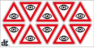 Blijf binnen gezichtsveld sticker | 5 cm - 10 stuks per vel