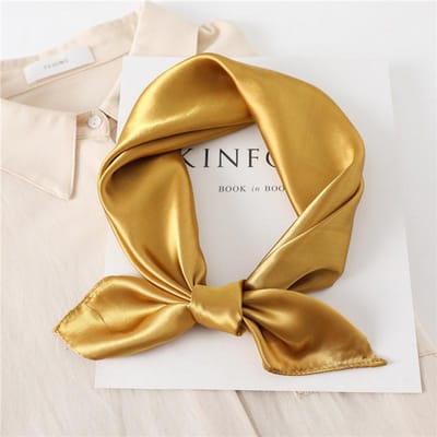 Écharpe Carrée Unie de Luxe Pour Femmes 60cm Satin Bande pour Cheveux de Cou Foulard de Sac Foulard Doux Hijabs Tête Foulard Féminin 60X60cm