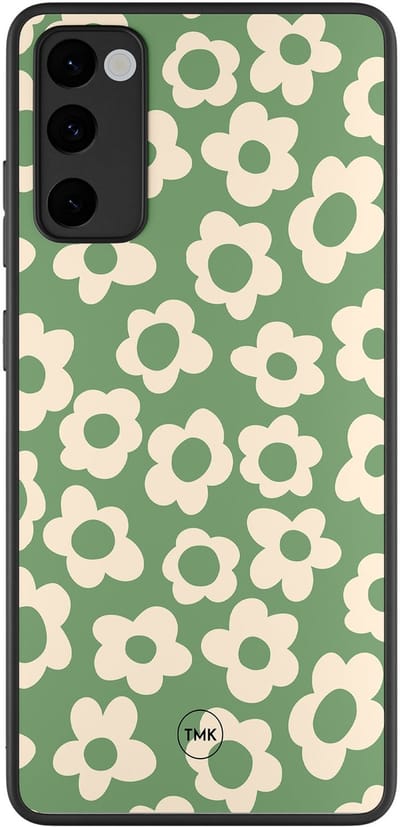 Hoesje geschikt voor Samsung Galaxy S20 FE - Retro cute flowers - Groen - TPU case - Bloemen - Hardcase zwart telefoonhoesje