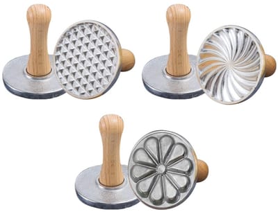 Dailygoods- Koekjesstempels 3 Stuks - Metalen Koekjesvorm - Houten Handvat - Antiaanbaklaag - Comfortabele Grip - Duurzaam Ontwerp