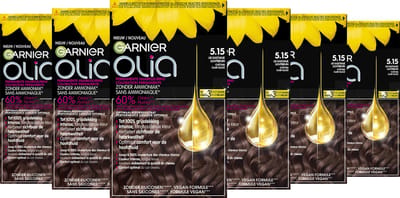 Garnier Olia Permanente Crèmekleuring 5.15 Kastanje Lichtbruin - 6 x 1 set - Voordeelverpakking