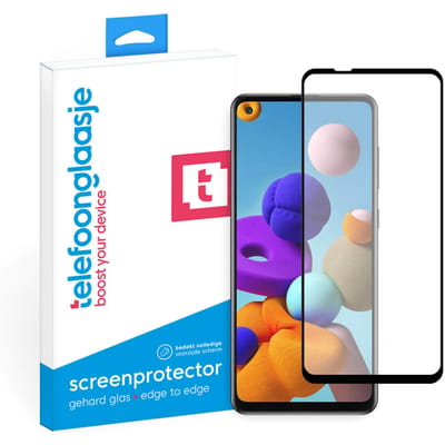 Samsung Galaxy A21s screenprotector gehard glas Edge to Edge