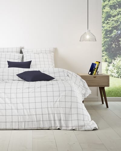 Mistral Home - DEKBEDOVERTREK - katoen renforcé - 140 x 200 cm + 65 x 65 cm - eenpersoons - strepen - wit