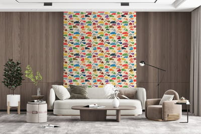 Behang - Fotobehang Patronen - Kraan - Boot - Jongens - Kinderen - Kids - Breedte 165 cm x hoogte 220 cm