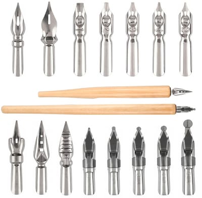 Dailygoods- Vulpennen Set van 2 - Kalligrafie Set - Tekenpen - Dip Quill Pen - Standaard - 15 Stuks - Kalligrafiepennen