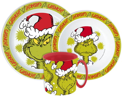 The Grinch Serviesset - Mok 390 ml - Diepe kom - Plat bord - 3 stuks - Christmas Mischief - Voor verjaardagen en feestjes - Voor kinderen