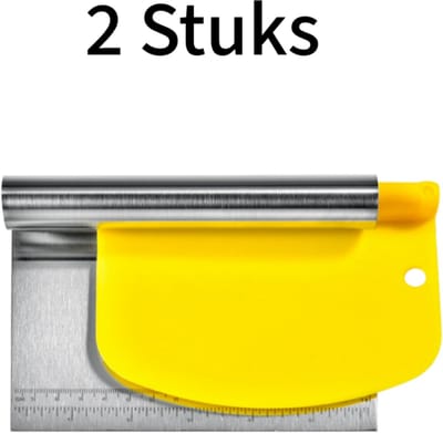 2 stuks - Roestvrij staal deegsteker + schraper - Met maatverdeling precies verdelen - Essentieel bakgereedschap - Scherp duurzaam krast aanrecht niet - Lange levensduur - Gelb