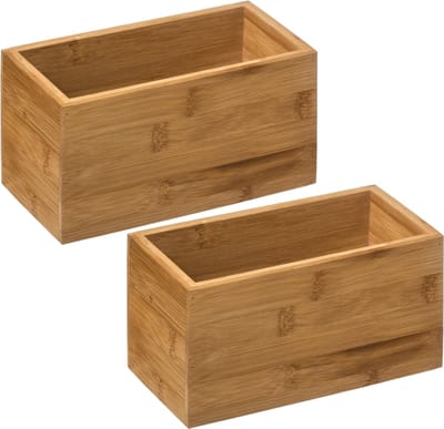 Set van 2x stuks 5five sieraden / make-up houder - box - 18 x 9 x 9,5 cm - bamboe hout - organizer bakje - badkamer