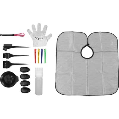 Haarkleuringsset Mengkom Puntige Handgreep Borstel Clips Cape Handschoenen Haarkleuringsgereedschap gray