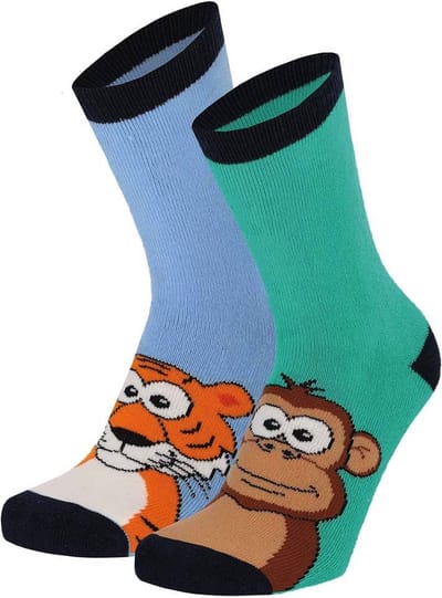 Apollo - Huissokken - 2-pack - Antislip - Dieren - Blauw - Groen - Maat 27/30