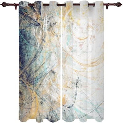 Olieverf Abstract Geometrisch Geel Gordijnen Woondecoratie Woonkamer Gordijnen Badkamer Slaapkamer Raamgordijnen 135W x 60H(cm)