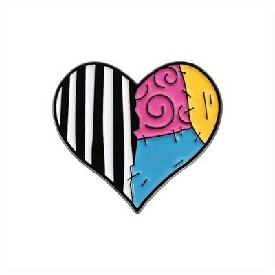 Metalen Patchwork Hart Pin | Kleurrijk, Uniek & Perfect voor Alternative Fashion