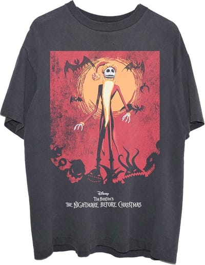 Disney The Nightmare Before Christmas - Jack Orange Sun & Logo Unisex T-shirt - S - Zwart