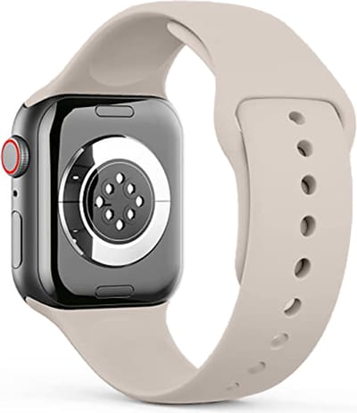 Stravo Siliconen Sportbandje – Zacht & Waterproof Horlogeband – Geschikt voor Apple Watch 42mm (Series 11/10), 41mm (Series 9/8/7), 40mm (Series 6/5/4/SE 1/2/3), 38mm (Series 3/2/1) – maat S/M – Starlight