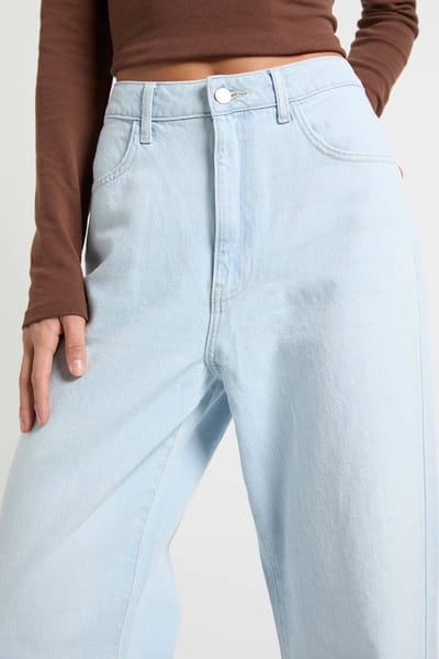 Dames Tall Boohoo Basics Hoge Taille Rechte Pijp Jeans | Super Pale Wash | Maat: 16/34L
