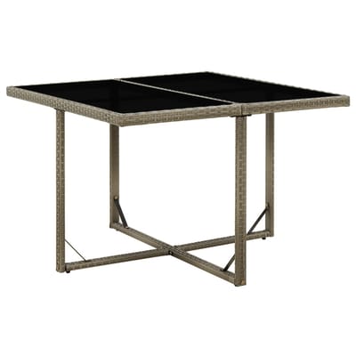 vidaXL - Tuintafel - 109x107x74 - cm - poly - rattan - en - glas - grijs