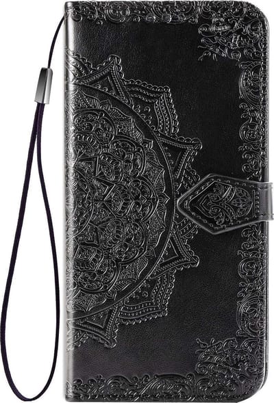Geschikt voor Samsung Galaxy A50 Bookcase - Zwart - Bloemen - Portemonnee Hoesje
