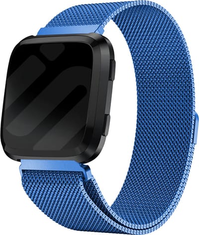 Milanees Smartwatch bandje - Geschikt voor Fitbit Versa / Versa 2 Milanees bandje - blauw - Strap-it Horlogeband / Polsband / Armband - Maat: Maat S