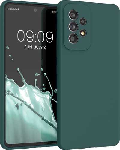 kwmobile telefoonhoesje geschikt voor Samsung Galaxy A53 5G - Hoesje met siliconen coating - Smartphone case in blauwgroen