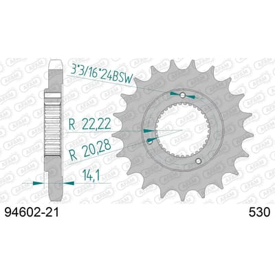 Stalen motortandwiel voor Afam 530 21 dents