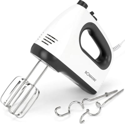 Krachtige elektrische handmixer met 5 snelheden en turboknop, RVS gardes