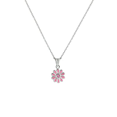 zilver gerhodineerd collier bloem zirkonia 36 + 4 cm 1337281