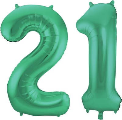 Folat Verjaardag Leeftijd folieballon - 21 jaar - groen - 86 cm - cijferballon groot