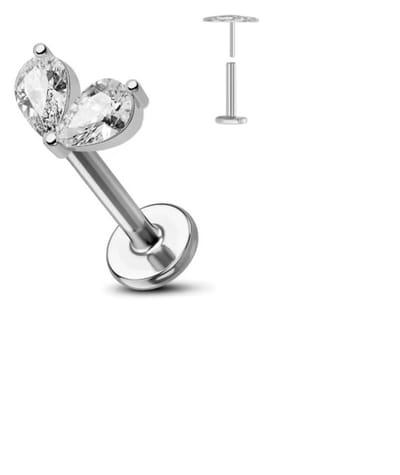 Piercing voor Oor - Kleur: Zilver - Formaat: 12 x 6 MM - Titanium - Tragus / Kraakbeen / Helix / Conch - Oorpiercing - Piercing Sieraad - Hoge Kwaliteit - Labret Piercing - Luxe Sieraad - Oorbellen