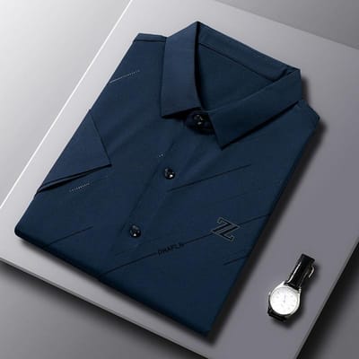 Zomer Nieuw Heren Naadloos Shirt met Korte Mouwen Kleding voor Mannen van Middelbare Leeftijd Strijkvrij Shirt met Korte Mouwen 4XL