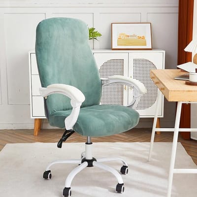 Housse de chaise de bureau en velours Épaissir Housses de chaise d'ordinateur Élastique Housse de siège pour bureau pour Salle de jeu S Chair Cover gray