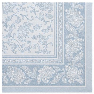 8x 20 Servetten ROYAL Collection 1/4 vouw 40 cm x 40 cm arctisch blauw Ornaments